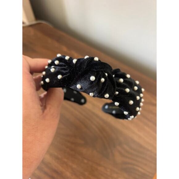 NEW Lele Sadoughi Imitation Pearl Headband Women's Black One Size - Picture 2 of 6